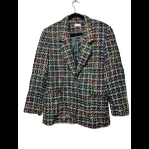 Vintage Mixed Color TWEED Wool Blend Blazer Clichy Size 12